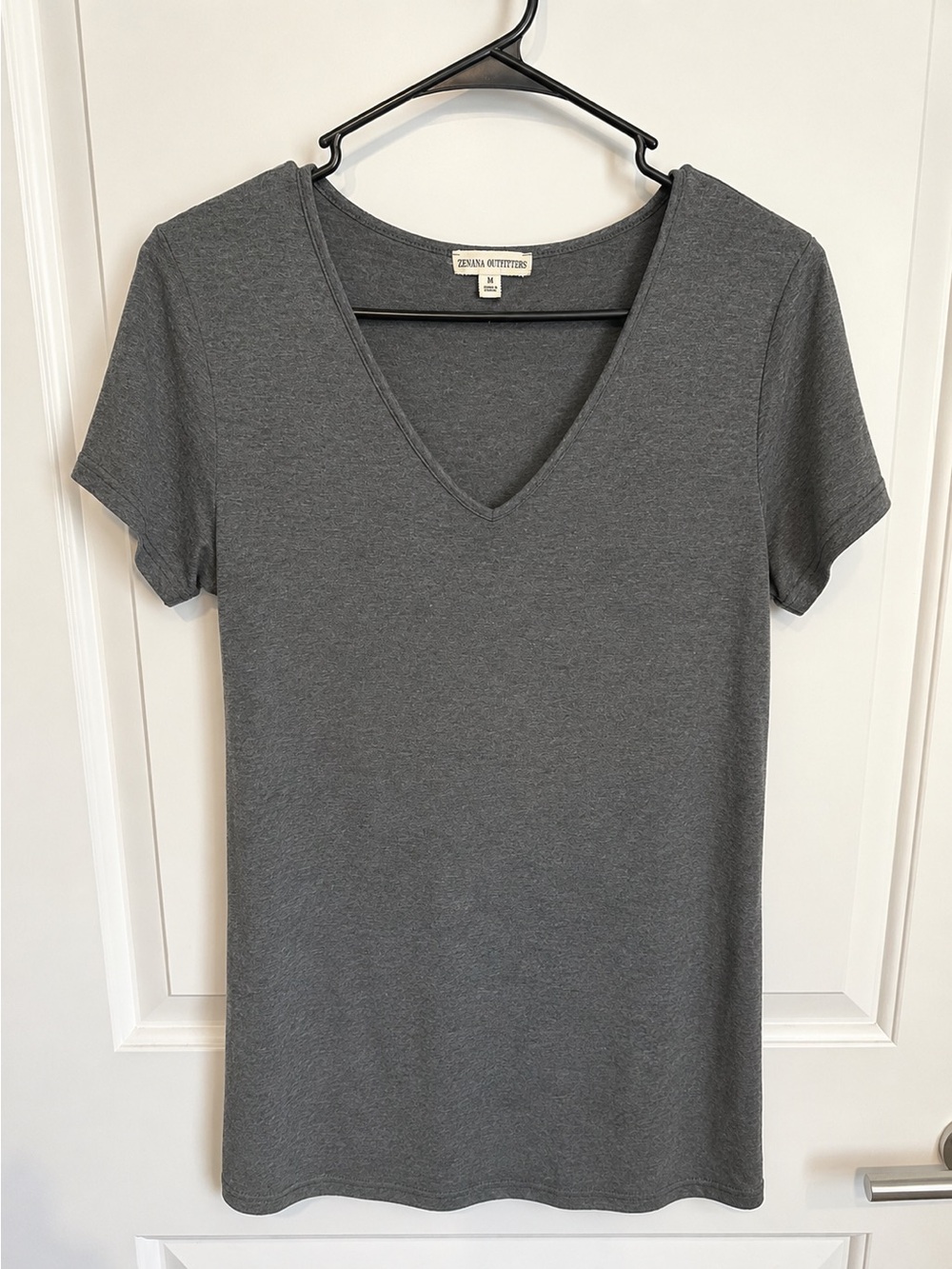 Zenana Outfitters Women's Charcoal V-Neck Short Sleeve Tee